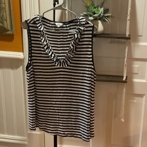 Crown & Ivy Black and White Striped Tank Top